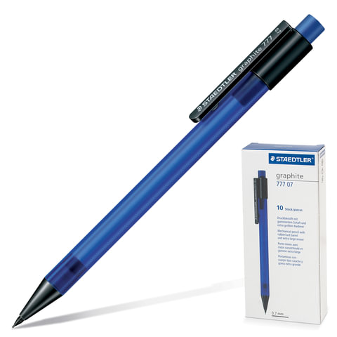 Карандаш мех. STAEDTLER (Штедлер, Германия) "Graphite", корпус темно-синий, ластик, 0,7 мм, 