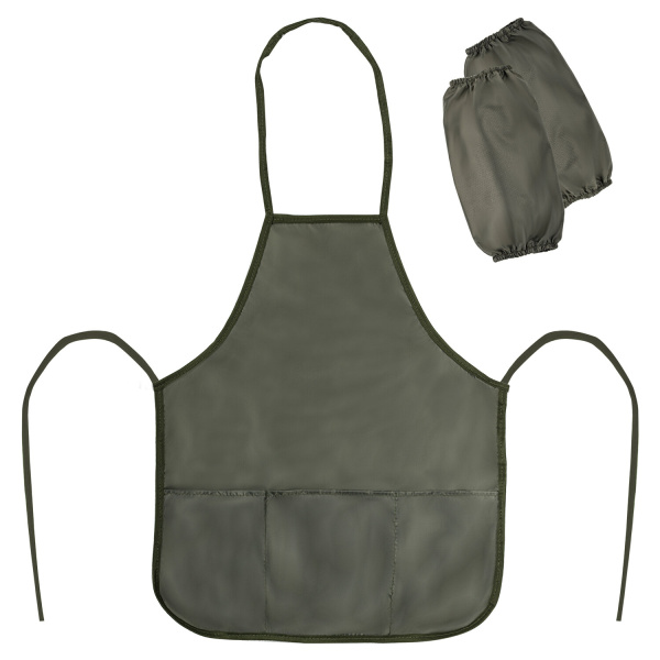 Фартук с нарукавниками для уроков труда ПИФАГОР, 3 кармана, стандарт, 44х55см, хаки, 271095
