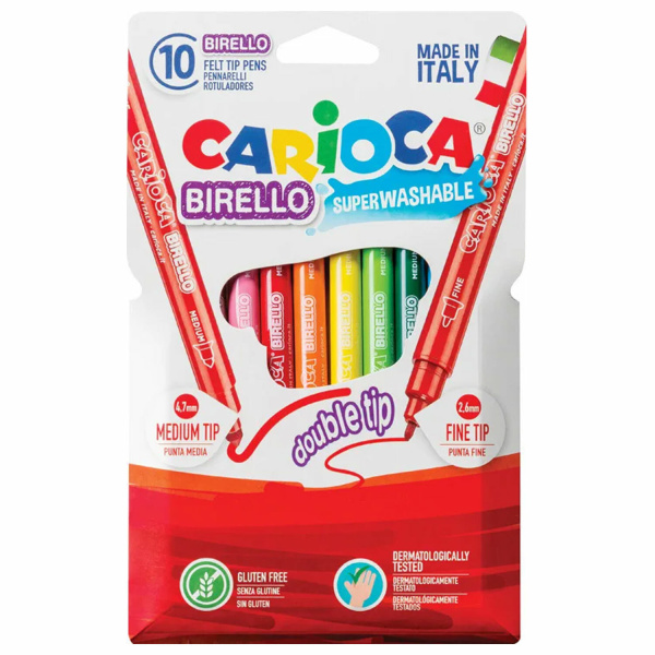 Фломастеры CARIOCA BIRELLO 10 цв. двухсторонние картон.коробка