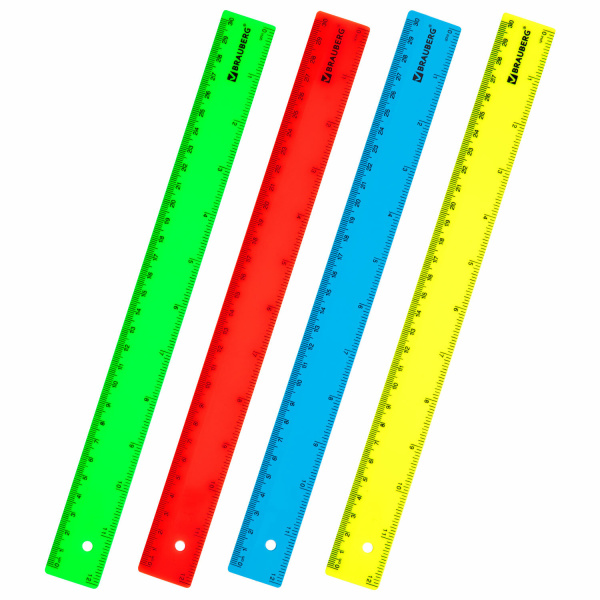 Линейка пластиковая 30 см, BRAUBERG, непрозрачная, неоновая, ассорти, 210839 Линейка пластиковая 30 см, BRAUBERG, непрозрачная, неоновая, ассорти, 210839