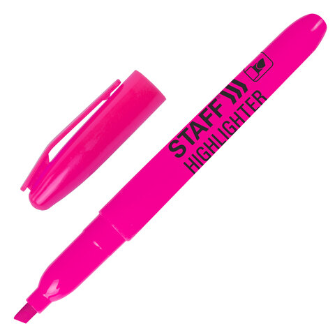 Текстмаркер STAFF, эргономичный корпус, скошенный наконечник 1-3 мм, розовый, 151241