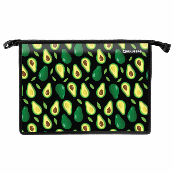 Папка для труда BRAUBERG А4, 2 отделения, молния сверху, органайзер, Avocado, 270152