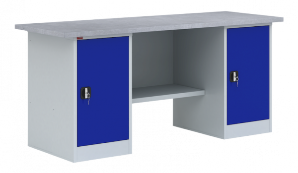 Двухтумбовый металлический верстак ВП-5/1.6 860х1600х685 мм