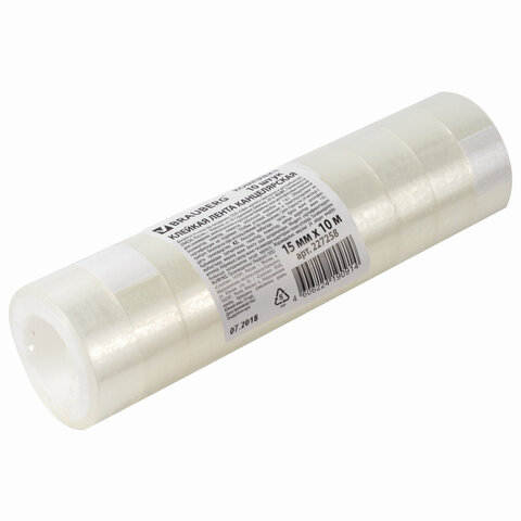 Клейкая лента 15мм*10м BRAUBERG, прозрачные