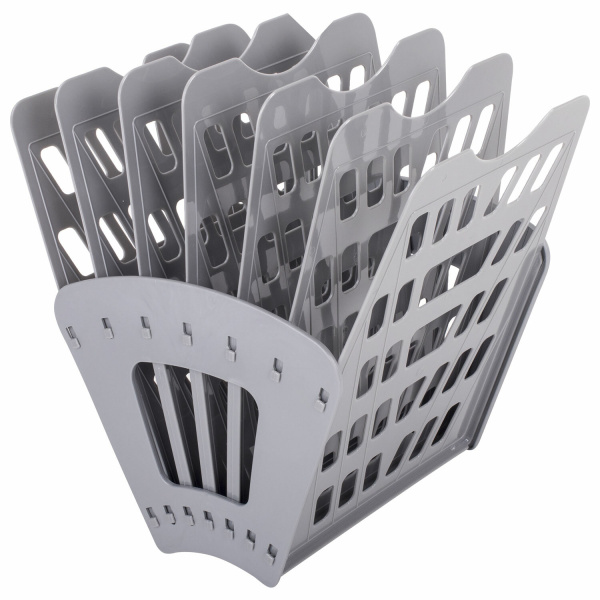 Лоток для бумаг веерный BRAUBERG "Basic" 7-ми секционный, 6 отделений, сетчатый, серый, 237020 Лоток для бумаг веерный BRAUBERG "Basic" 7-ми секционный, 6 отделений, сетчатый, серый, 237020