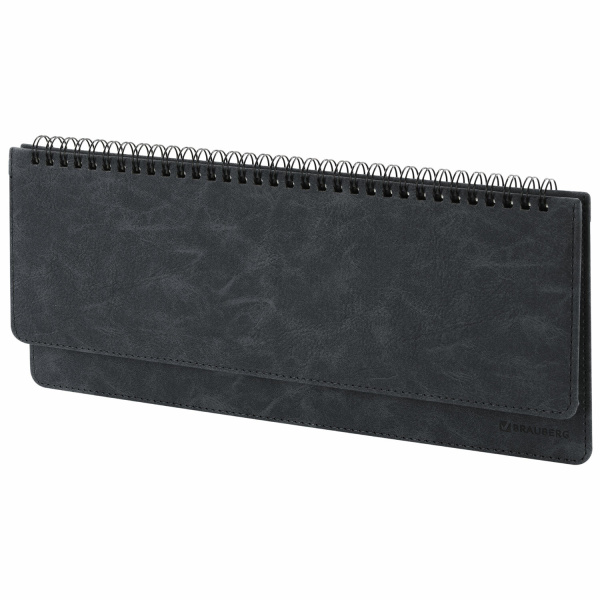 Планинг недатированный (305x140 мм) BRAUBERG "Status", под кожу, 60 л., черный