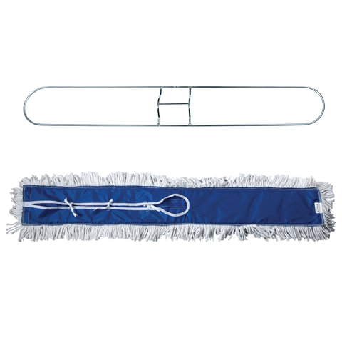 Держатель-рамка д/швабры ЛАЙМА "Проф" с насадкой МОП завязки, хлопок, 90см  (черенок 601513), 601504