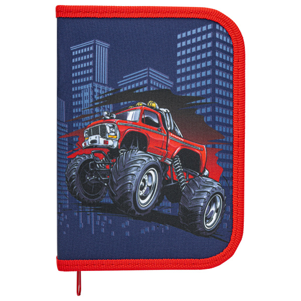 Пенал ПИФАГОР, 1 отделение, полиэстер, 19х13 см, Monster car, 271013
