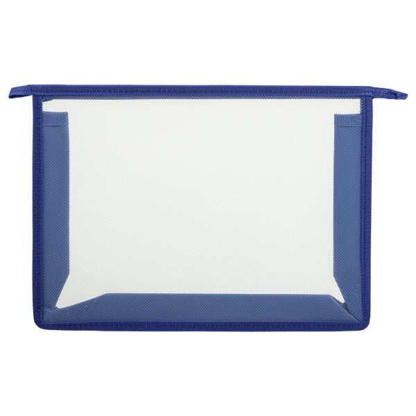 Папка для тетрадей ПИФАГОР А4, пластик, молния сверху, прозрачная, синий, 272109