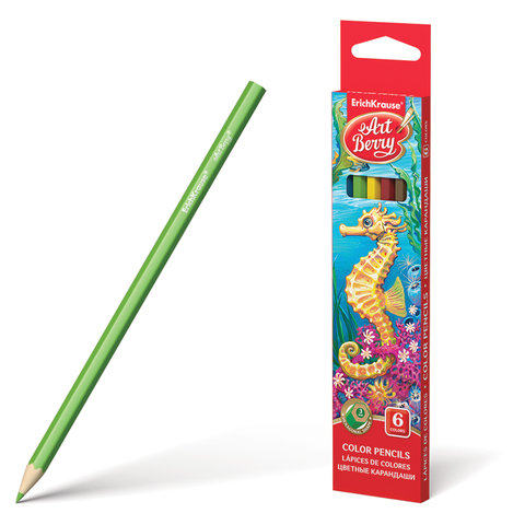 Карандаши цветные ERICH KRAUSE, 6 цветов, заточенные, картонная упаковка с европодвесом