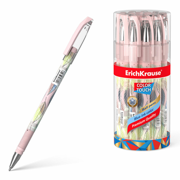 Ручка шариковая ErichKrause ColorTouch "Flora", СИНЯЯ, узел 0,7мм, линия 0,35мм, 50741