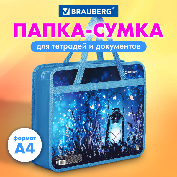 Папка на молнии с ручками BRAUBERG А4, 1 отделение, пластик, 80 мм, Magic, 270867