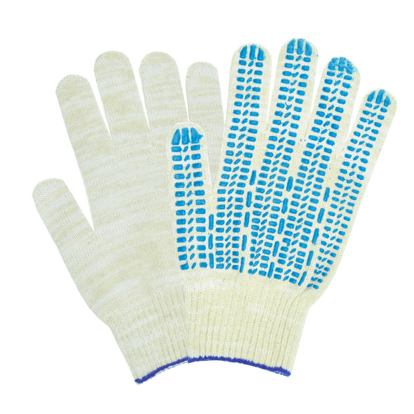 Перчатки х/б 4 нити 10 класс ПВХ точка Люкс-2