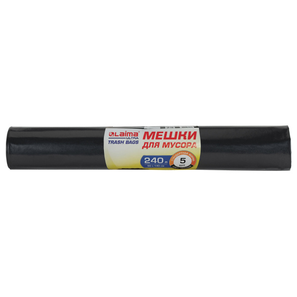 Мешки д/мусора 240л LAIMA "ULTRA" в рулоне 5шт., ПСД, 120 мкм, 90х140 см, черные Мешки д/мусора 240л LAIMA "ULTRA" в рулоне 5шт., ПСД, 120 мкм, 90х140 см, черные