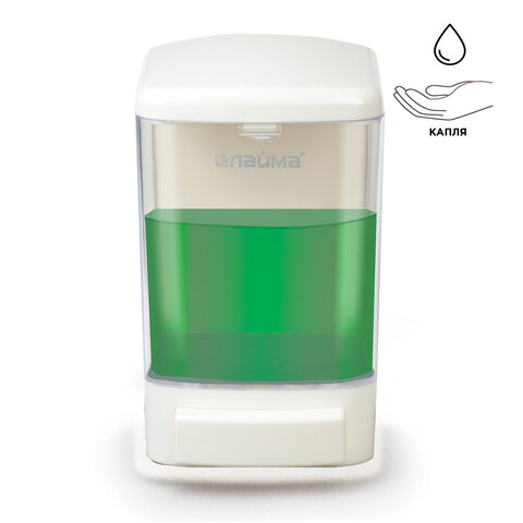 Диспенсер для жидкого мыла ЛАЙМА, наливной, 1л, ABS пластик, бел.(мыло600189-190,601431-433),601794