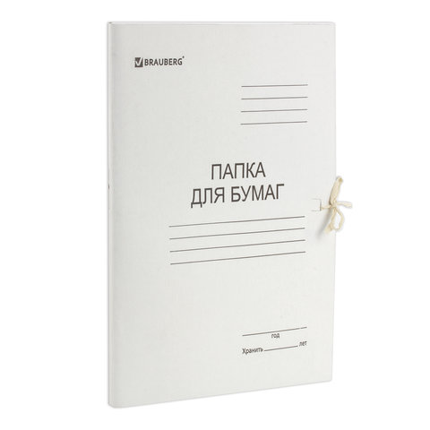 Папка для бумаг с завязками BRAUBERG, картонная 280 г/м2, мелованная, до 200 листов