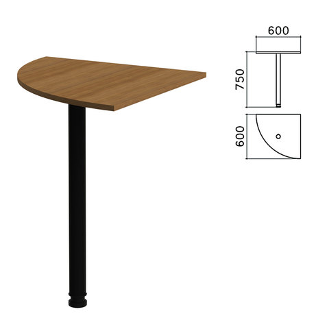 Стол приставной угловой "Канц", 600х600х750 мм, цвет орех (КОМПЛЕКТ)