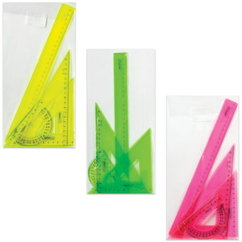 Набор чертежный СТАММ большой (линейка 30 см, треугольник 2 шт, транспортир), тонированный, НГ16 