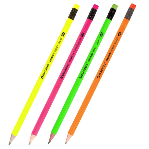 Карандаш чернографитный BRAUBERG "PREMIUM TURKEY", 1 шт., "Ultra GT", НВ, ассорти, дисплей, 181557