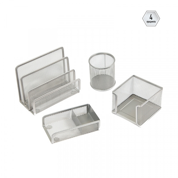 Настольный набор из металла Berlingo "Steel&Style", 4 предмета, серебристый BMs_41401