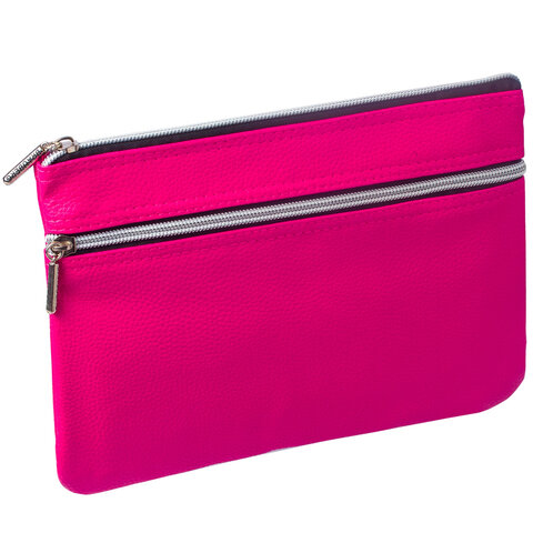 Пенал-косметичка BRAUBERG "Monro" (Монро), "фактурная кожа", розовый, 24*17см, 224037