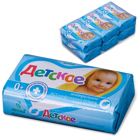 Мыло туалетное ДЕТСКОЕ  90г Весна, нейтральное, без отдушек и красителей