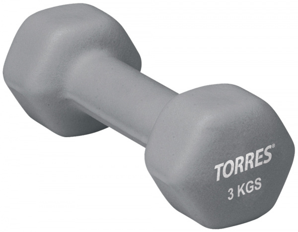 Гантель "TORRES 1 кг" арт.PL50011, металл в неопреновой оболочке, форма шестигранник, красный