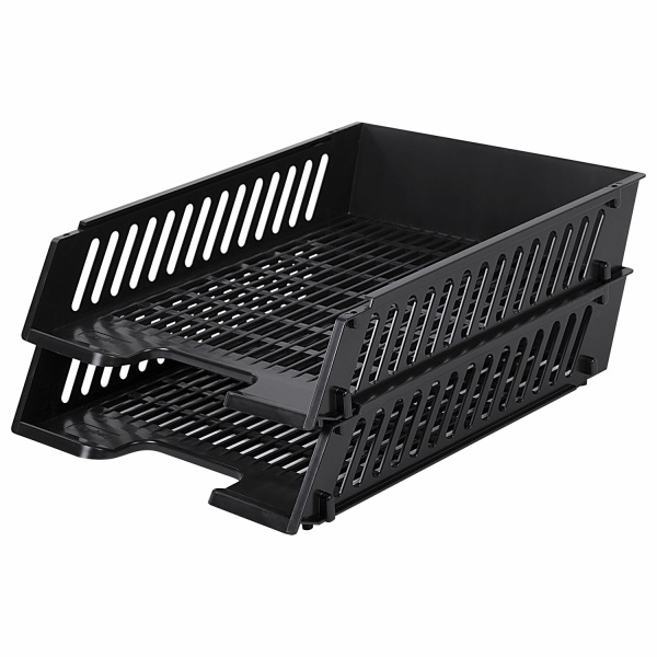 Набор поддонов для бумаг BRAUBERG-MAXI (2 шт) с расширителями, черный арт. 231360 ПЛС