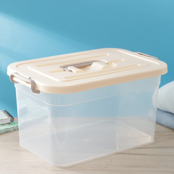 Контейнер для хранения с крышкой RICCO, 10 л, 35,5×23,5×19 см, цвет бежевый Контейнер для хранения с крышкой RICCO, 10 л, 35,5×23,5×19 см, цвет бежевый