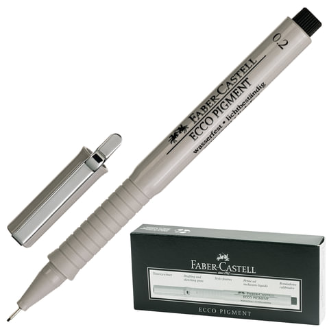 Ручка капиллярная FABER-CASTELL "Ecco Pigment", корпус серый, толщина письма 0,2 мм, черная, 166299 Ручка капиллярная FABER-CASTELL "Ecco Pigment", корпус серый, толщина письма 0,2 мм, черная, 166299
