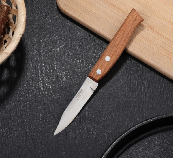 Нож кухонный «Ретро» для овощей, лезвие 8 см, с деревянной ручкой