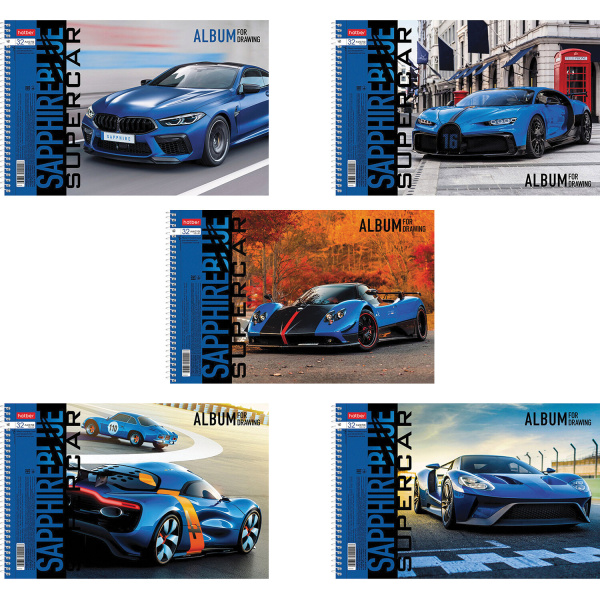 Альбом для рисования А4 32л., спираль, обложка картон, HATBER, 205х290мм, Supercar 