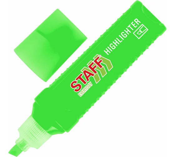 Текстовыделитель STAFF "EVERYDAY HL-707", ЗЕЛЕНЫЙ, линия 1-5 мм, скошенный наконечник, 152543