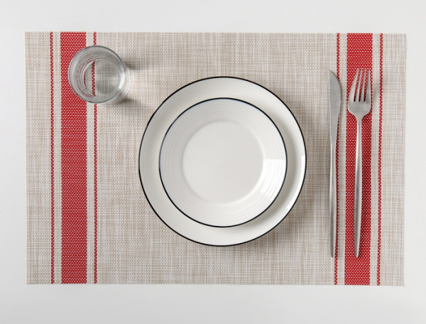 Салфетка кухонная «Две полосы», 45×30 см, цвет красный