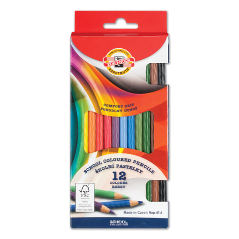 Карандаши цветные KOH-I-NOOR 12цв., круглое сеч.корп, грифель 3,2мм, заточ, карт.упак, европодв,2112