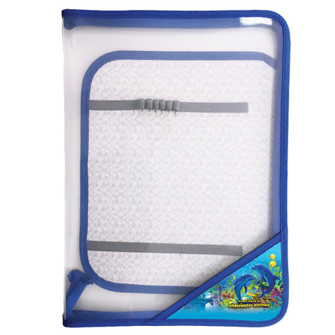 Папка для труда А4, пластиковая с откидной планкой, молния вокруг, девочка, Океан, ПТР-2110