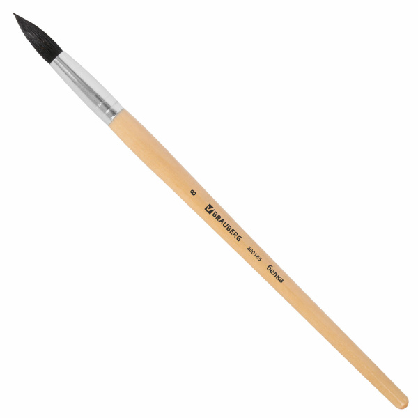 Кисть BRAUBERG белка, круглая, №8, 200185