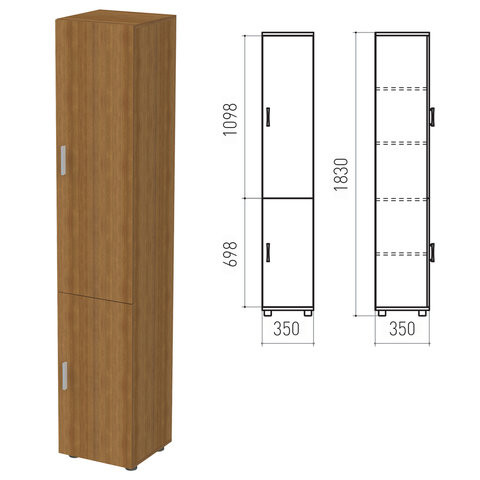 Шкаф закрытый "Канц", 350х350х1830мм, цвет орех (КК32+ДК32+ДК36)