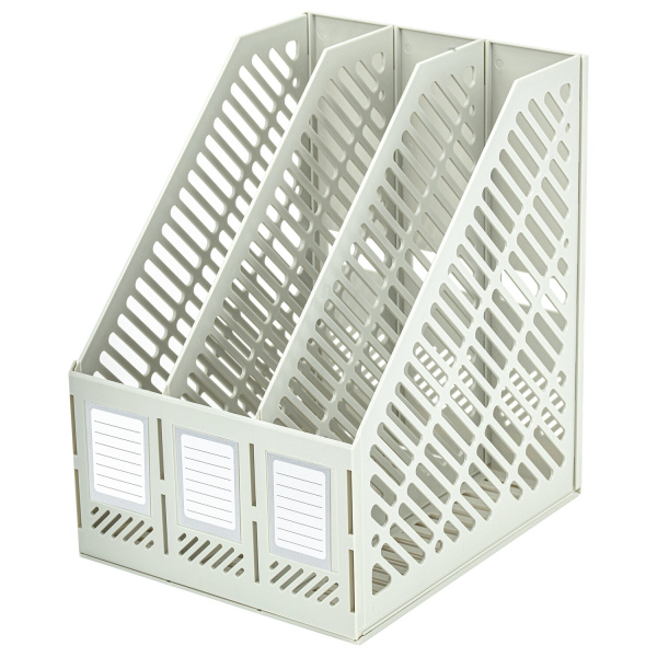 Лоток вертикальный для бумаг BRAUBERG "Office-Expert", 255 мм, 3 отделения, сборный, серый, 238018