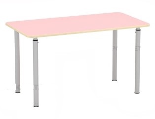 Стол прямоугольный, регулируемый с закругл. угл, (розовый, м/к красный), М614 РЗ