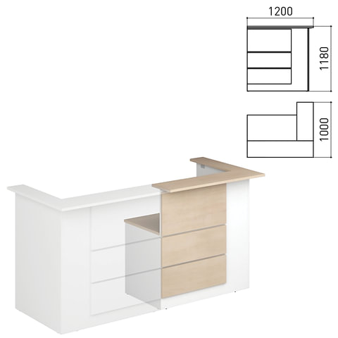 Стойка ресепшн "Профит", 1200х1000х1180 мм, угол левый, дуб шамони/белый (КОМПЛЕКТ)