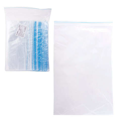 Пакеты с замком "зиплок" (гриппер), КОМПЛЕКТ 100шт., 200х300мм, 35 мкм