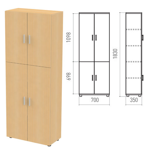 Шкаф закрытый "Канц", 700х350х1830мм, цвет бук