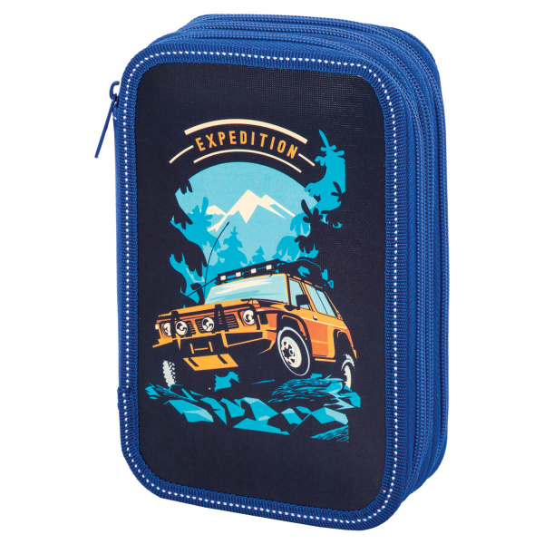 Пенал BRAUBERG, 3 отделения, ламинированный картон, Expedition, 19х11 см, 229211