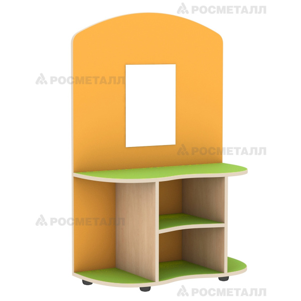 Стеллаж игровой «Трюмо». Цвет: клен, манго, зеленый. Размеры: 750х346х1150мм. П6