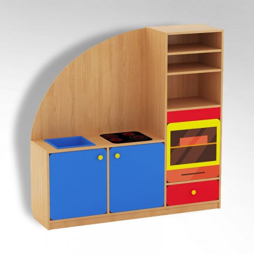 Уголок-кухня "Хозяюшка". Габариты (ШхГхВ): 1300*350*1300мм. Цветной фасад