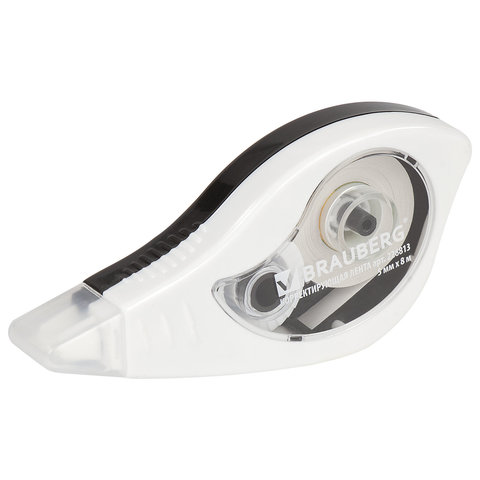 Корректирующая лента BRAUBERG, 5 мм х 8 м, корпус белый, окно расхода, с подкручиванием, блистер, 2