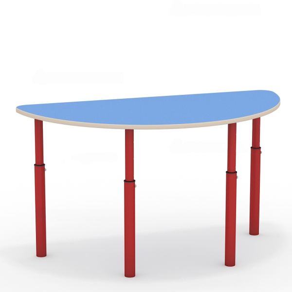 Стол полукруглый, регулируемый с закругл. угл. (синий, м/к красный), М612 РП