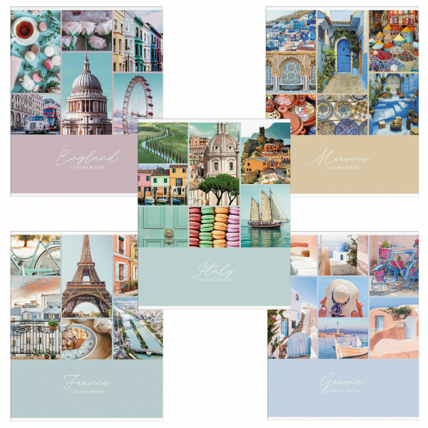 Тетрадь 48л. клетка HATBER-ECO, скоба, офсет №2, обложка мелов. бумага, Travelbook, 48Т5D1