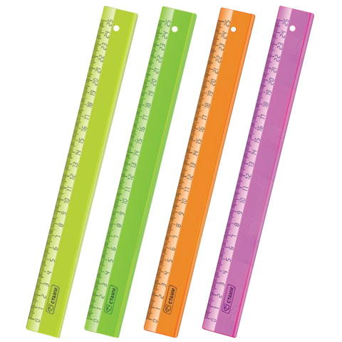 Линейка СТАММ "Neon Cristal", 25 см, прозрачная, неоновая ассорти, ЛН22  Линейка СТАММ "Neon Cristal", 25 см, прозрачная, неоновая ассорти, ЛН22